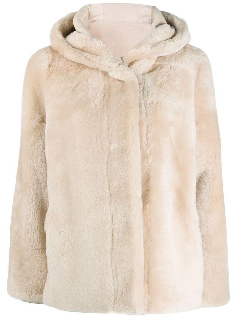 shearling hooded jacket