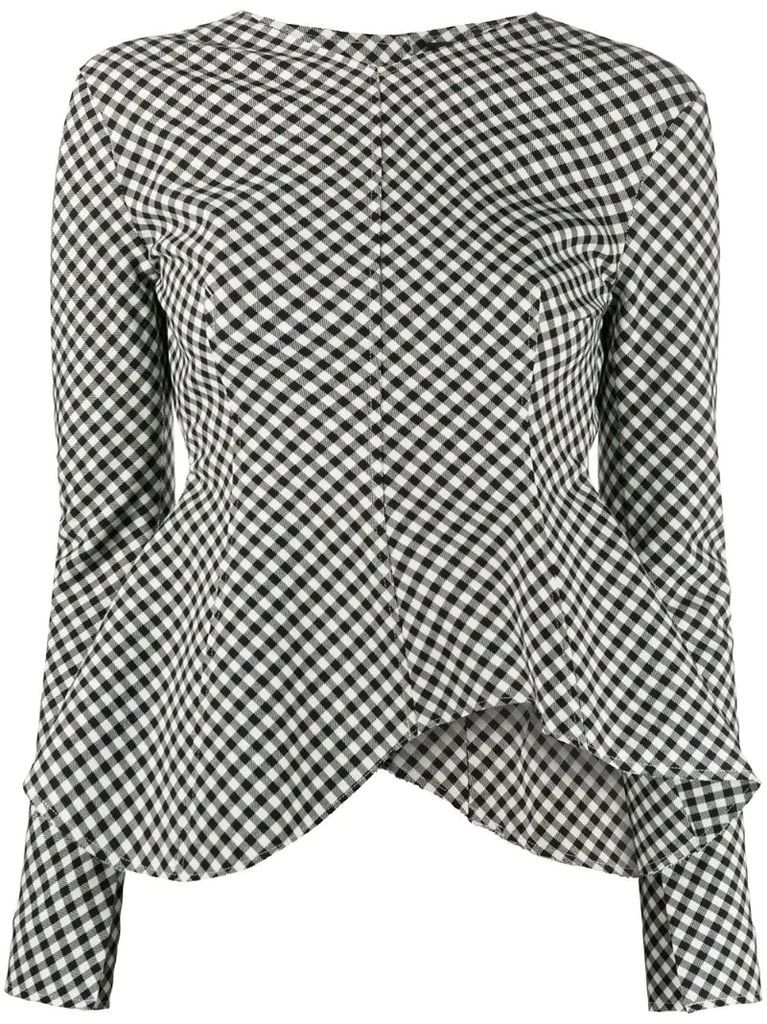 asymmetric check blouse