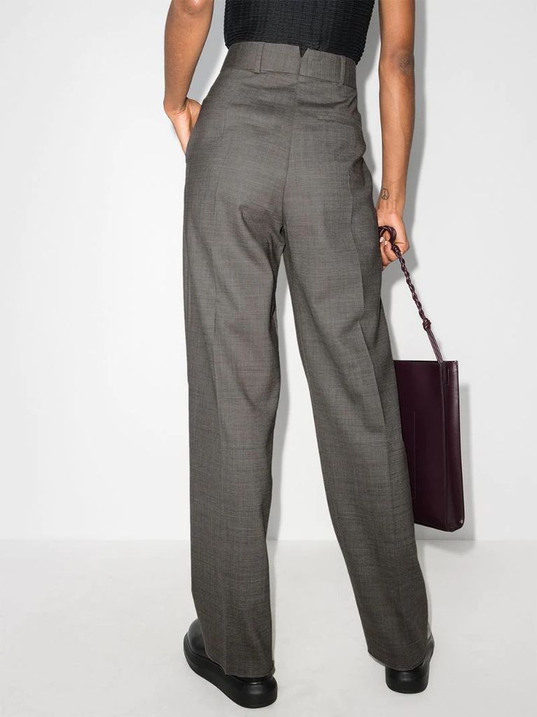 pleat-detailing straight-leg trousers