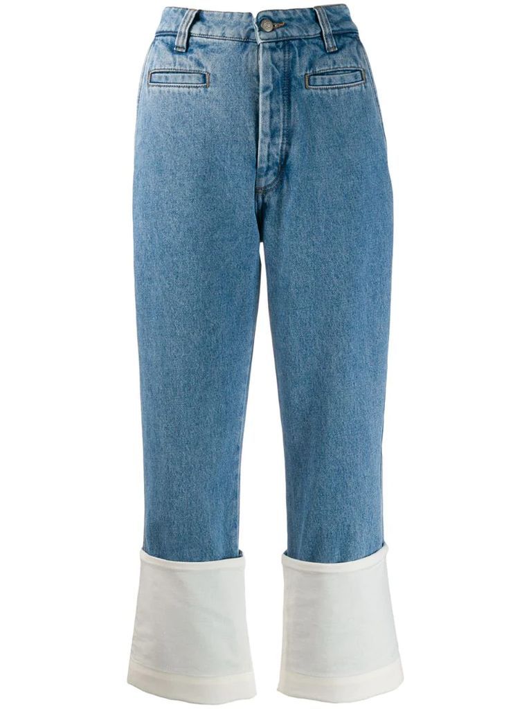 fabric mix jeans