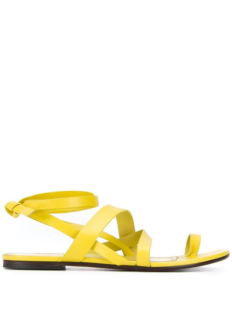 crossover strap flat sandals