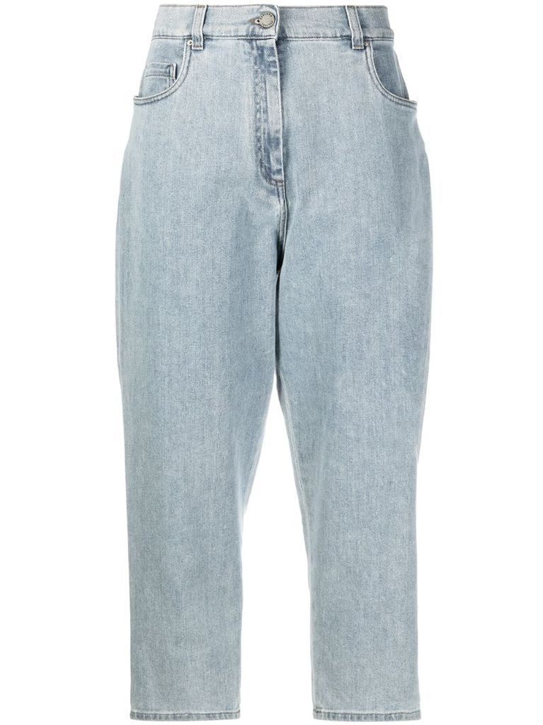 cropped stonewash jeans