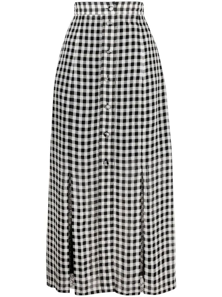 high-waisted gingham skirt