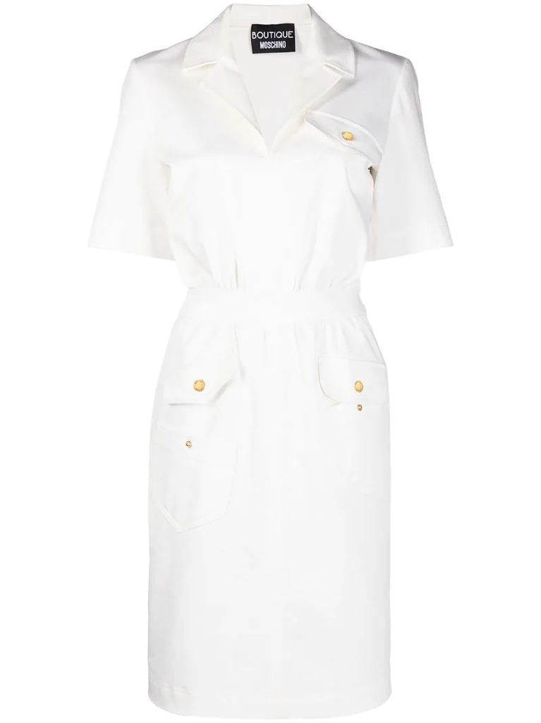 notched-collar short-sleeved dress