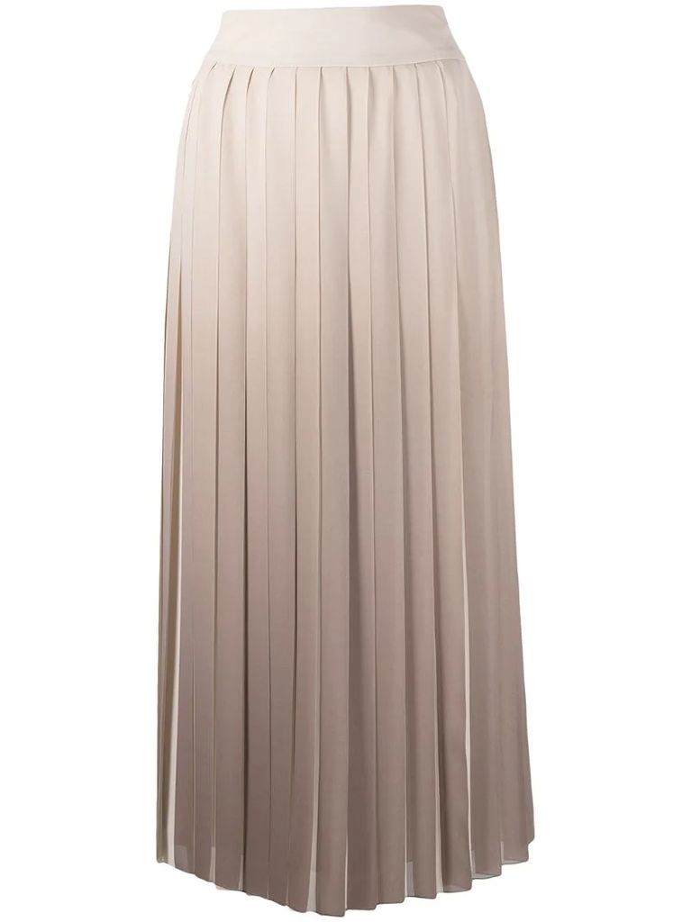 gradient-effect pleated midi skirt