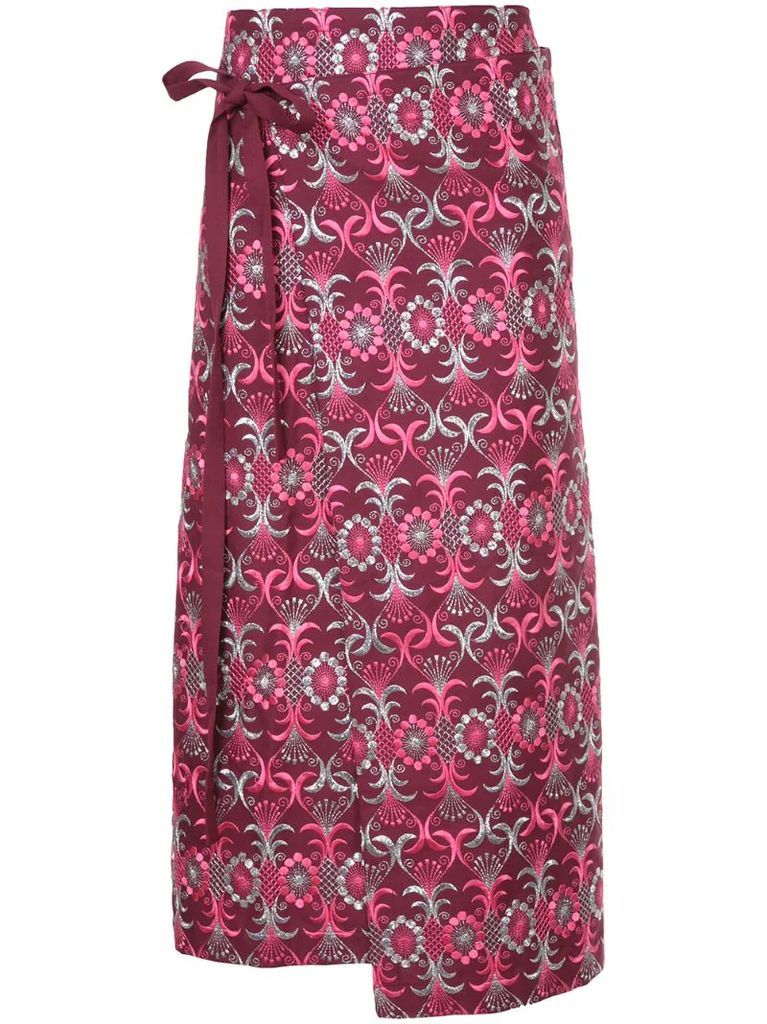 embroidered wrap around skirt