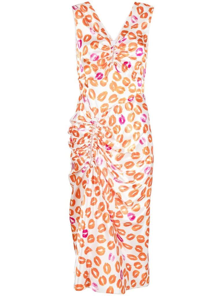 Kiss Tornado-print ruched dress