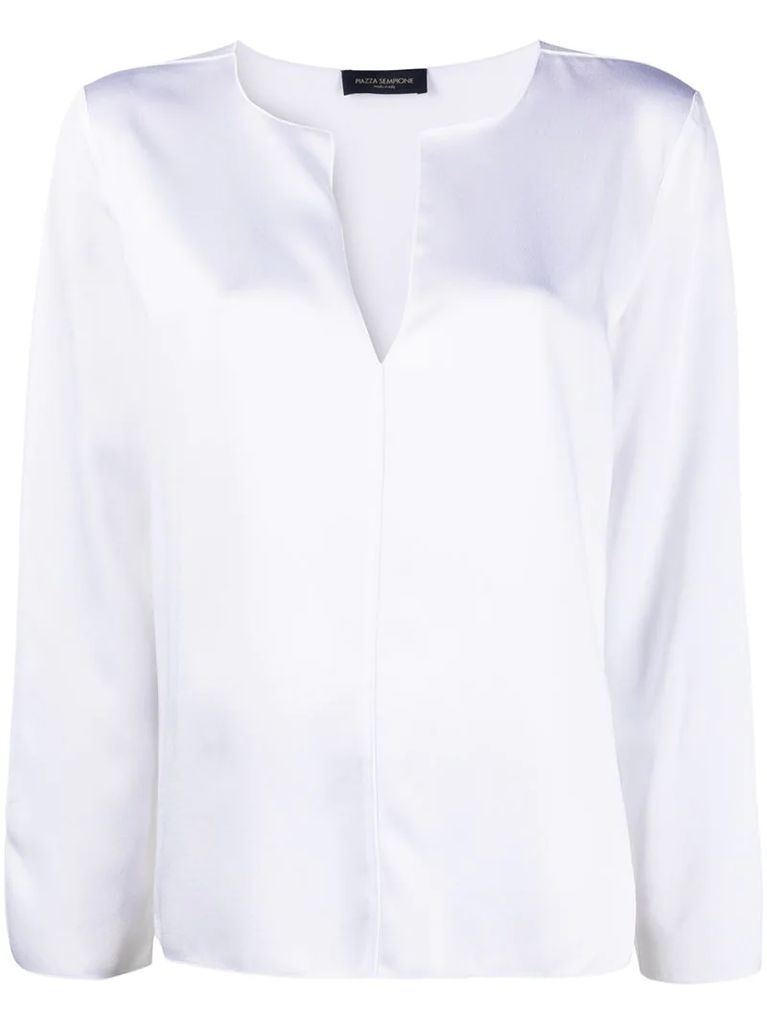 satin long-sleeved blouse