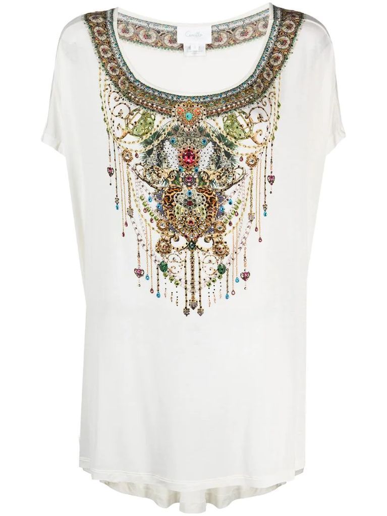 embellished jewel-print T-shirt