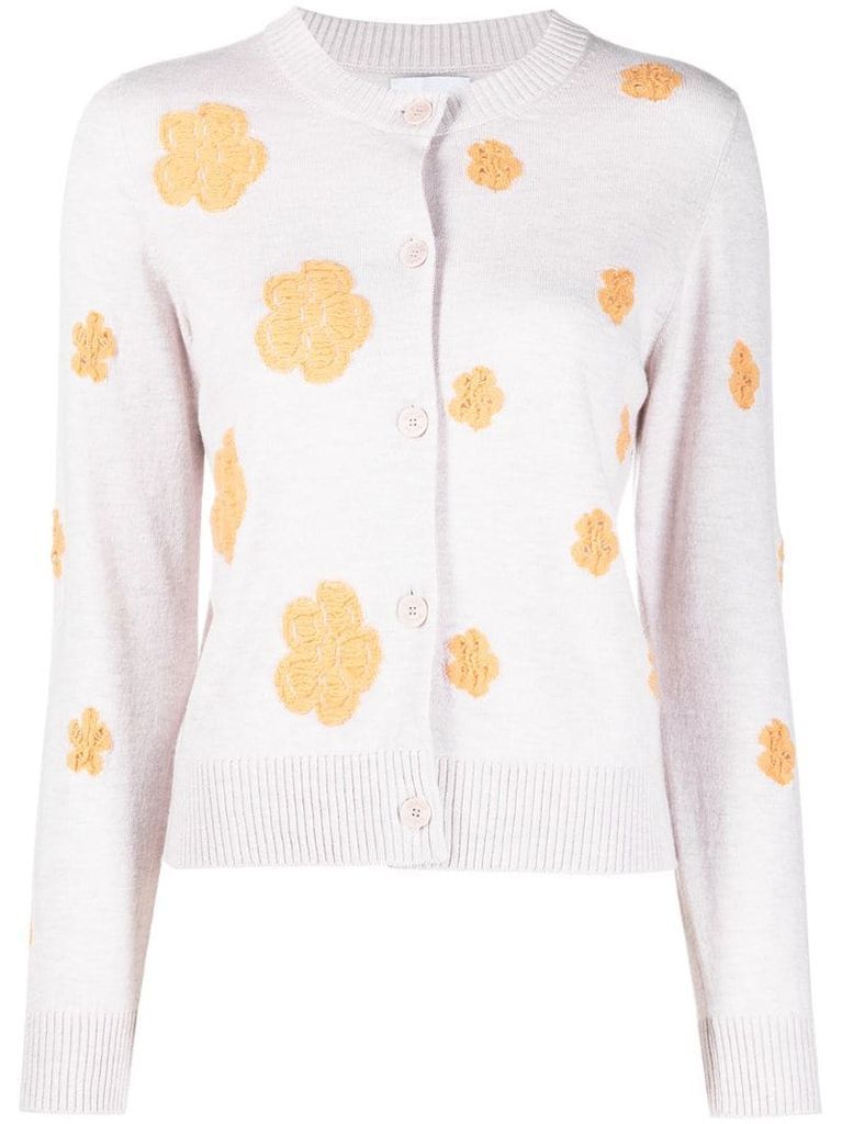 floral-print button-up cardigan