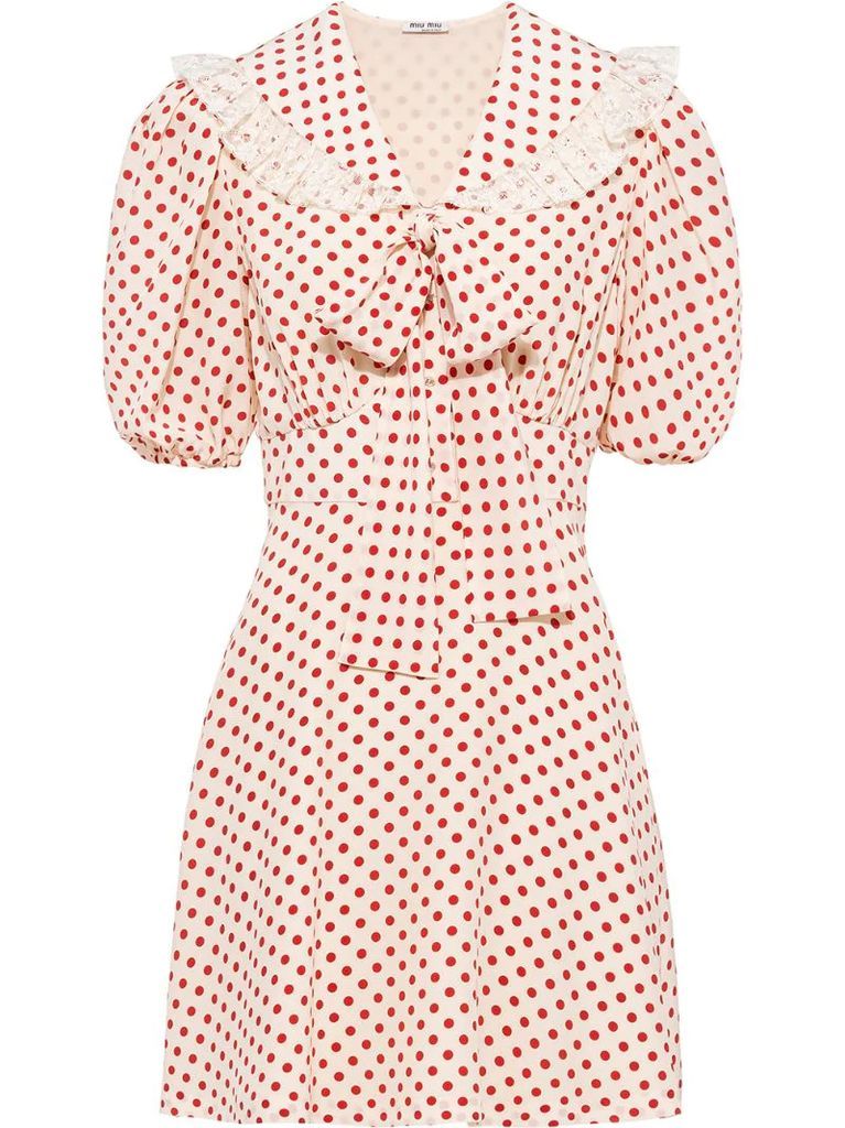 polka-dot bow-embellished dress