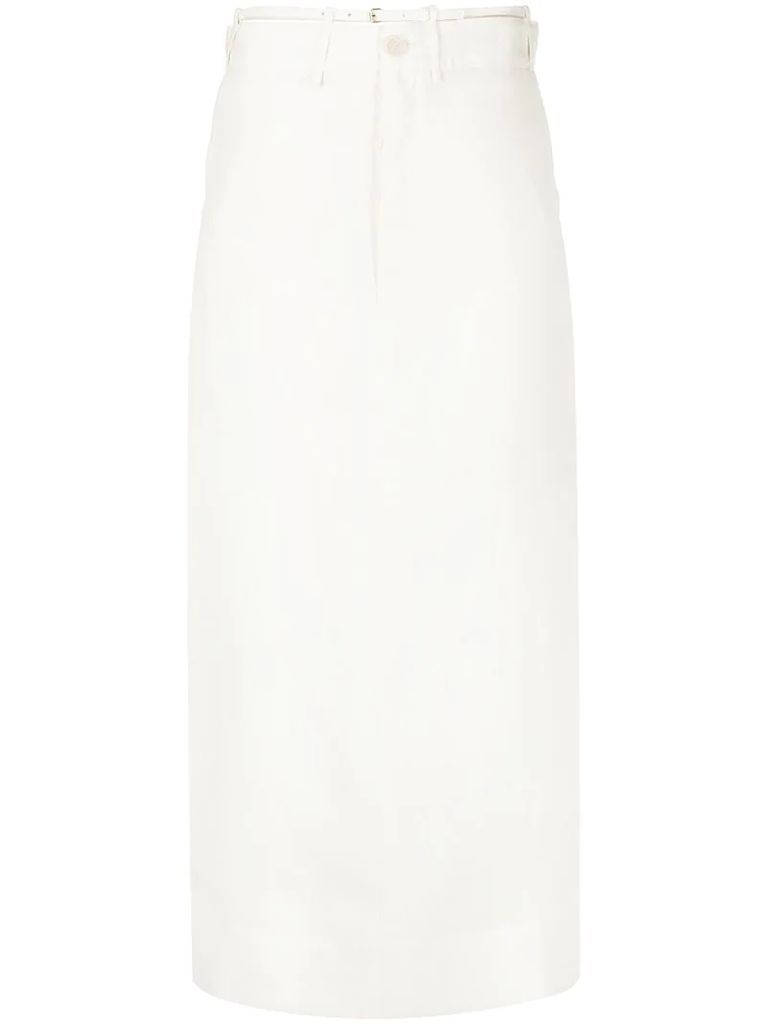 high-waisted slit-detail skirt