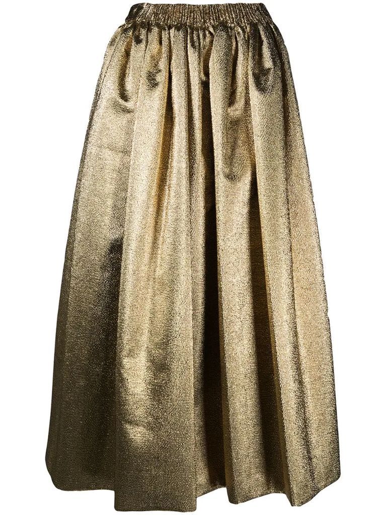 metallic-effect flared skirt