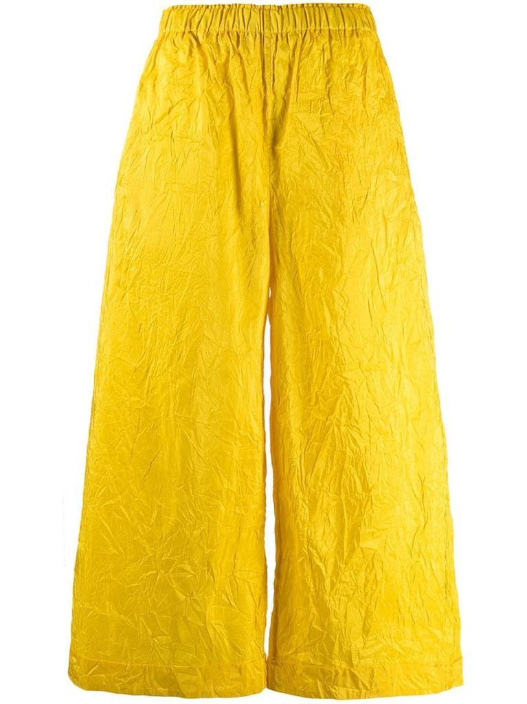 wide-leg cropped silk trousers