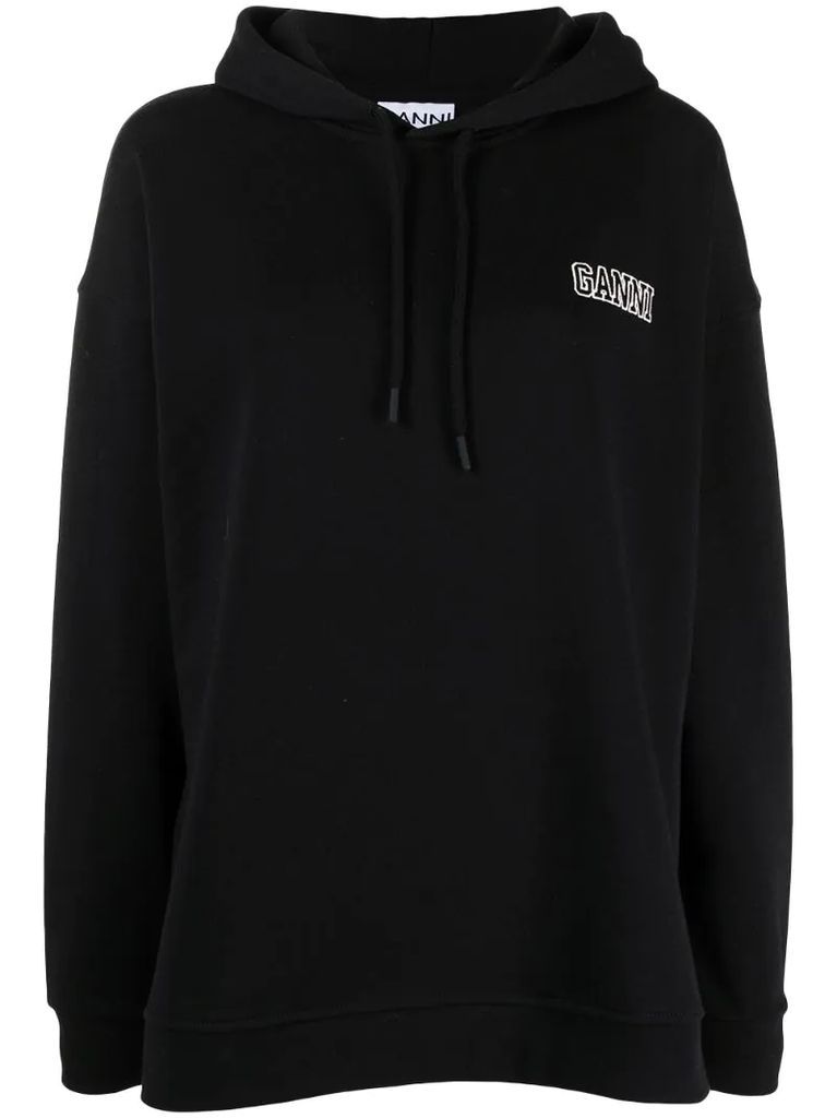 side-slit logo hoodie