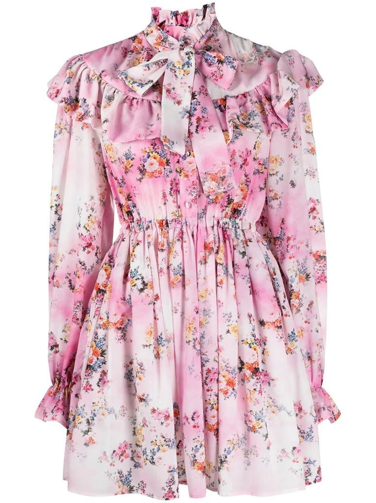 floral-print ruffled dress