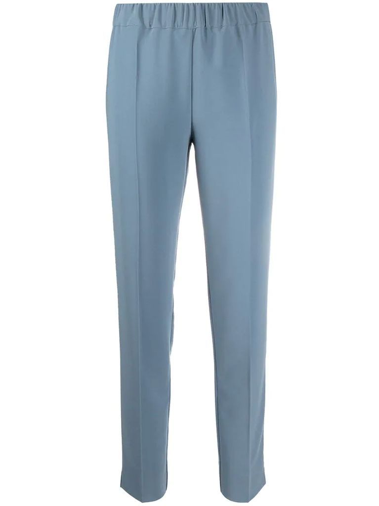 high-rise slim fit trousers