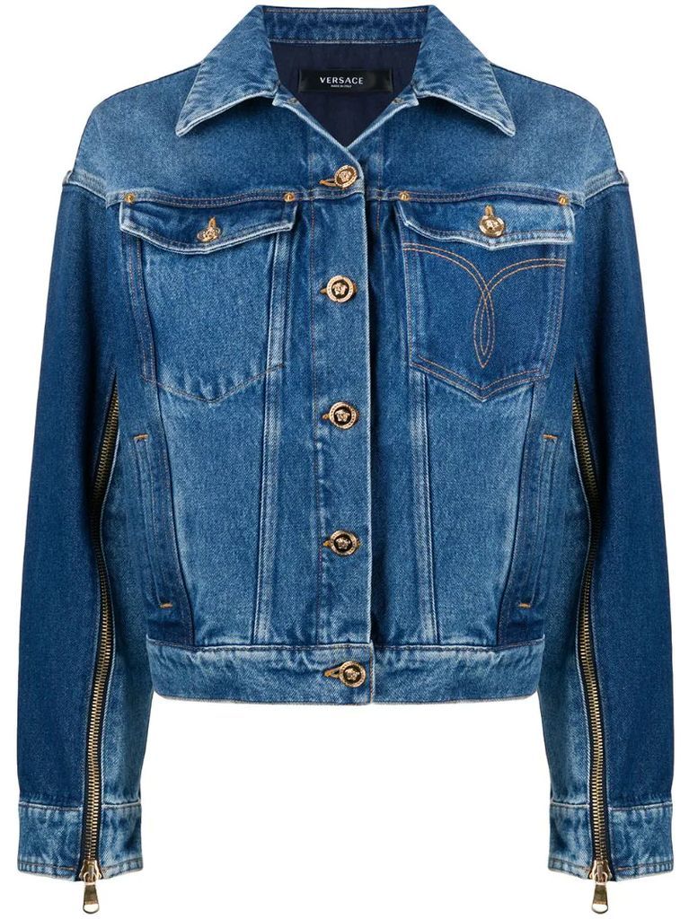 zipper detailed denim jacket
