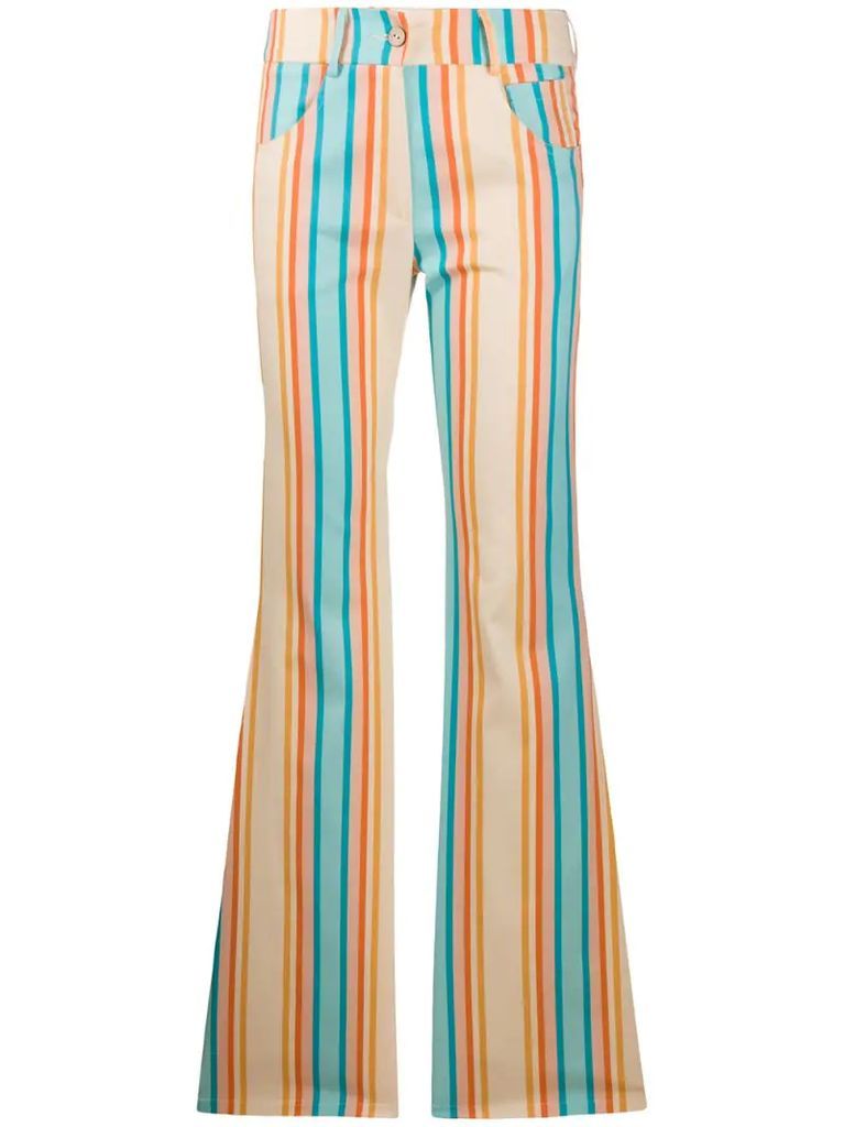 rainbow-stripe flared trousers