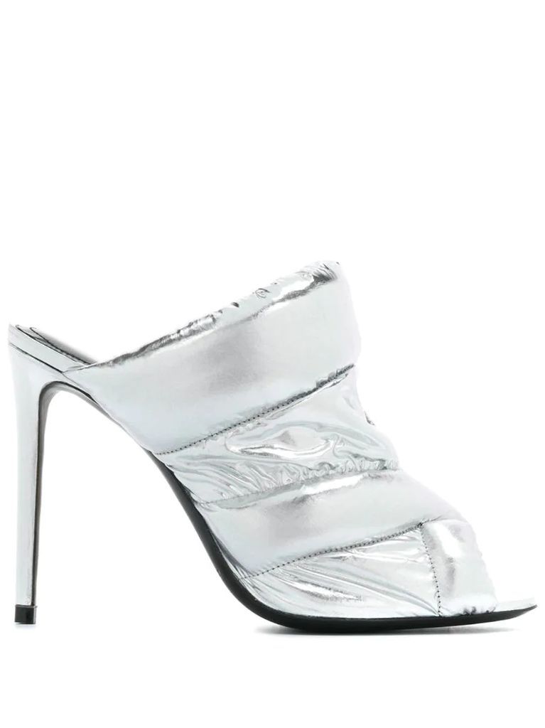 metallic high heel sandals