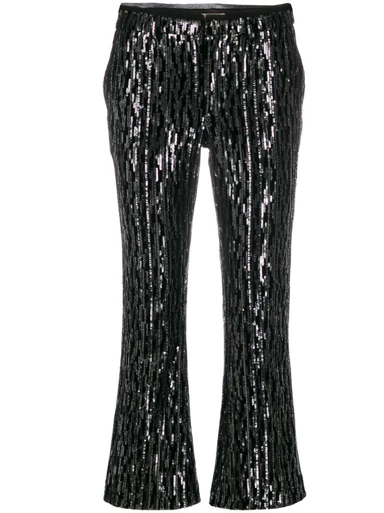 Polis sequin cropped flared trousers