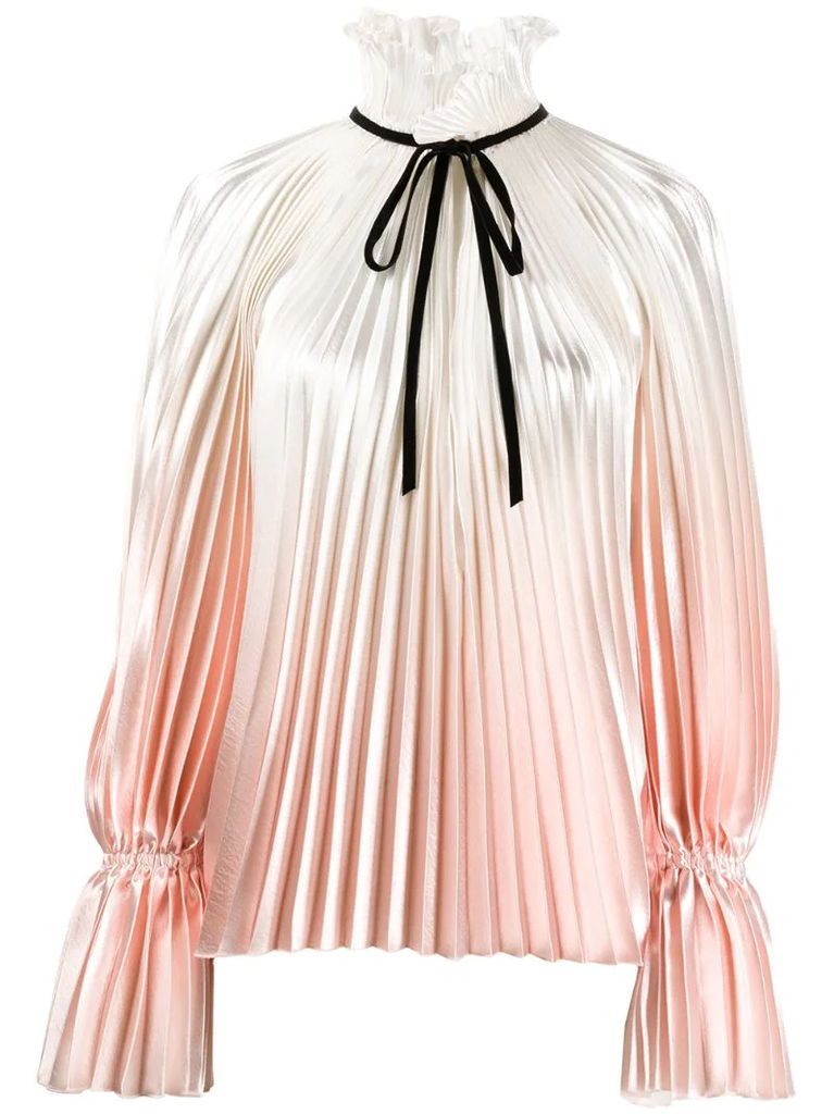 gradient-effect pleated blouse