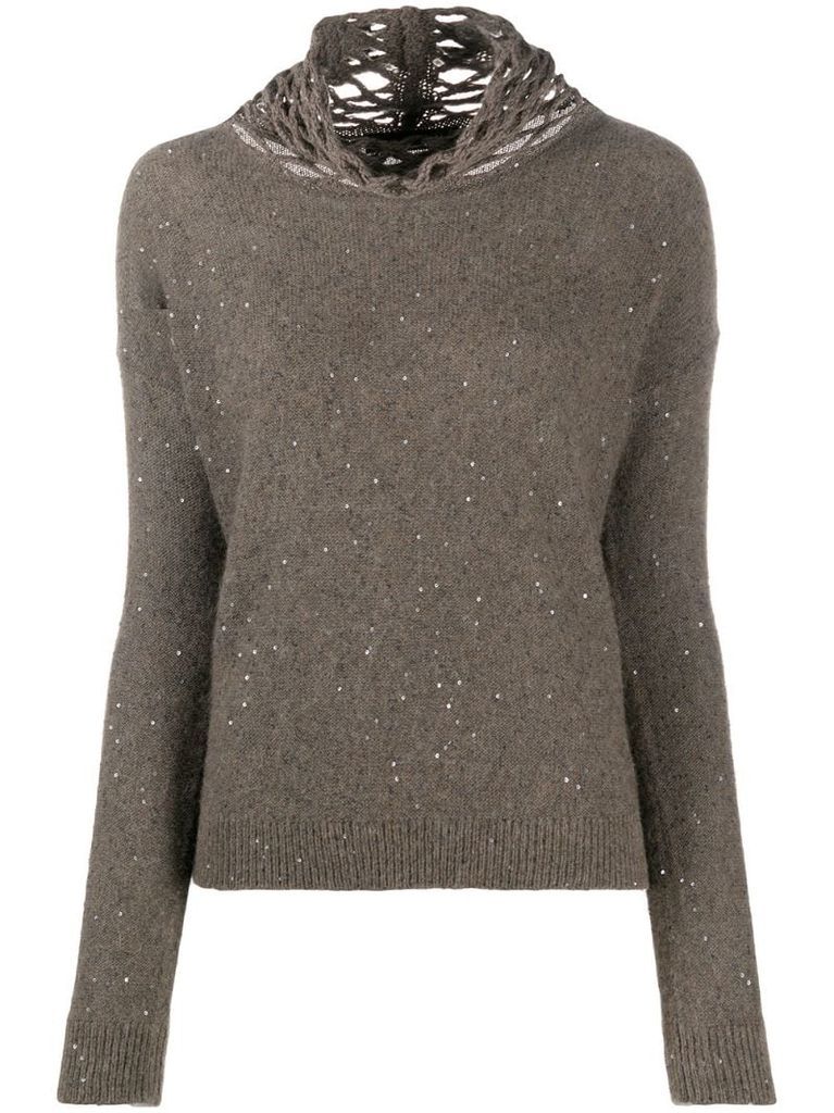 embroidered roll-neck jumper