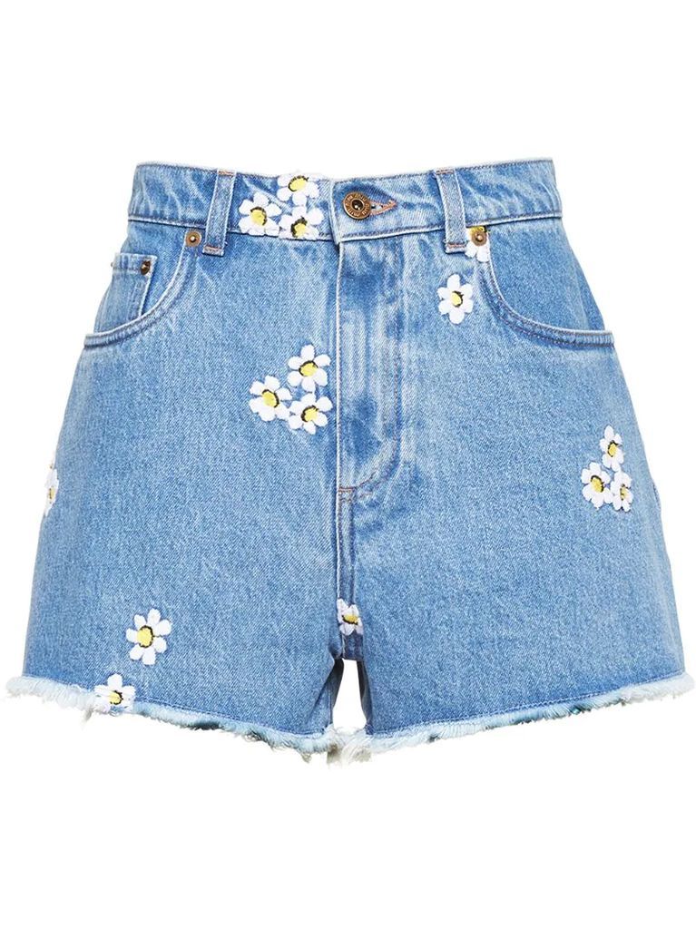 embroidered floral shorts