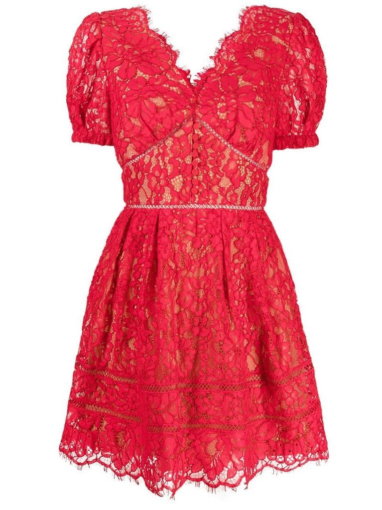 floral-embroidered mini dress