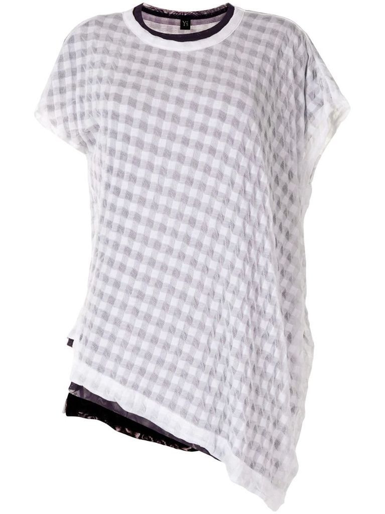 gingham asymmetric T-shirt