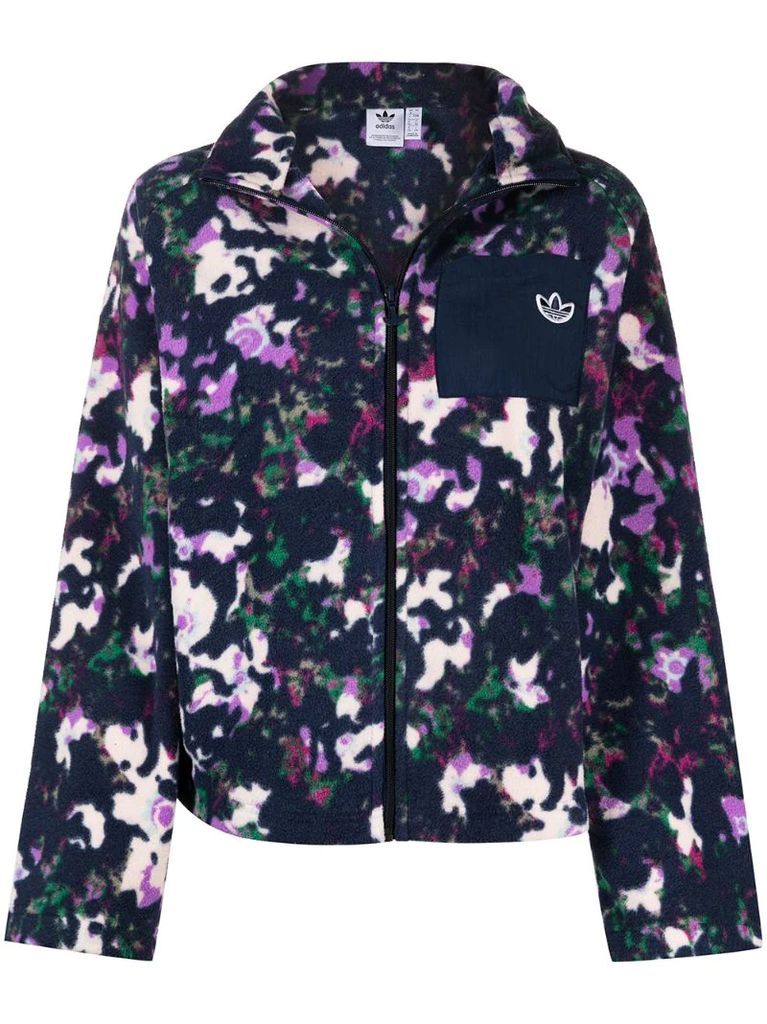 abstract-print zip-up jacket