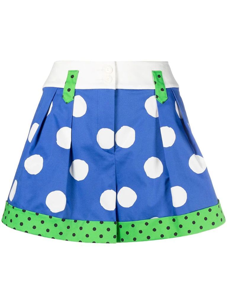 pleat-detail polka-dot shorts