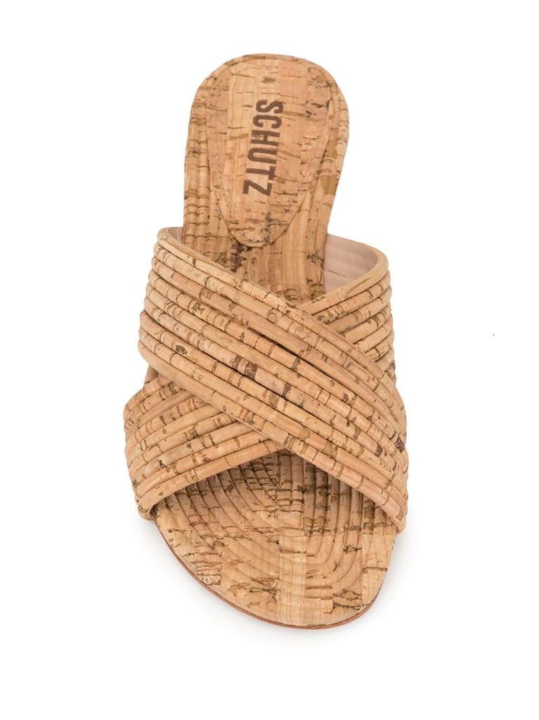 cork cross-over sandals