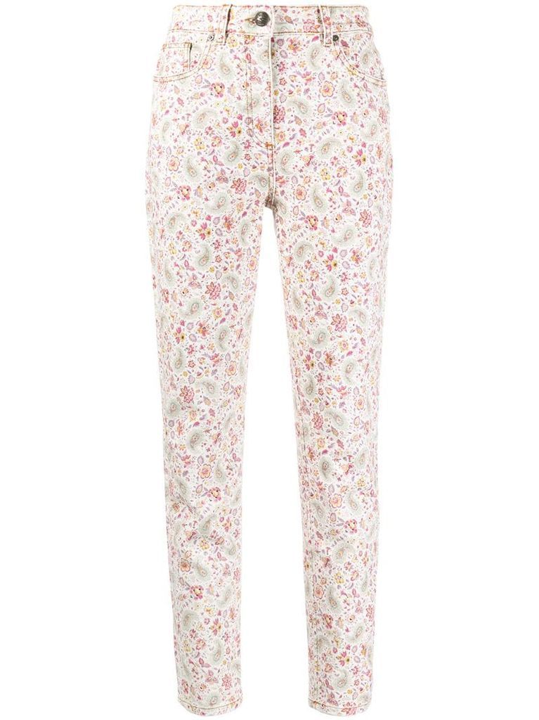 floral-print skinny jeans