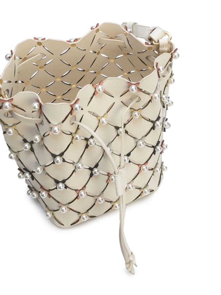 pearl-embellishment bucket bag