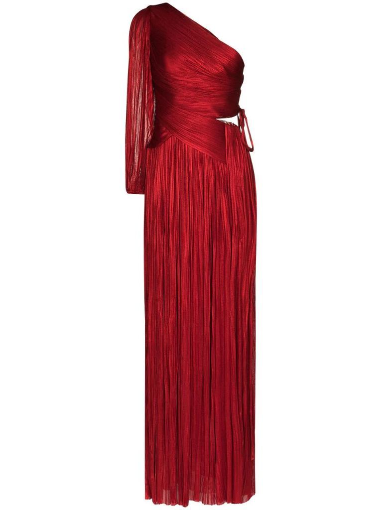 Beatrice one-shoulder pleated gown