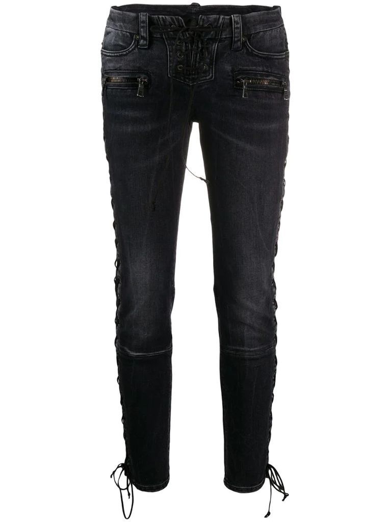 lace-up skinny jeans