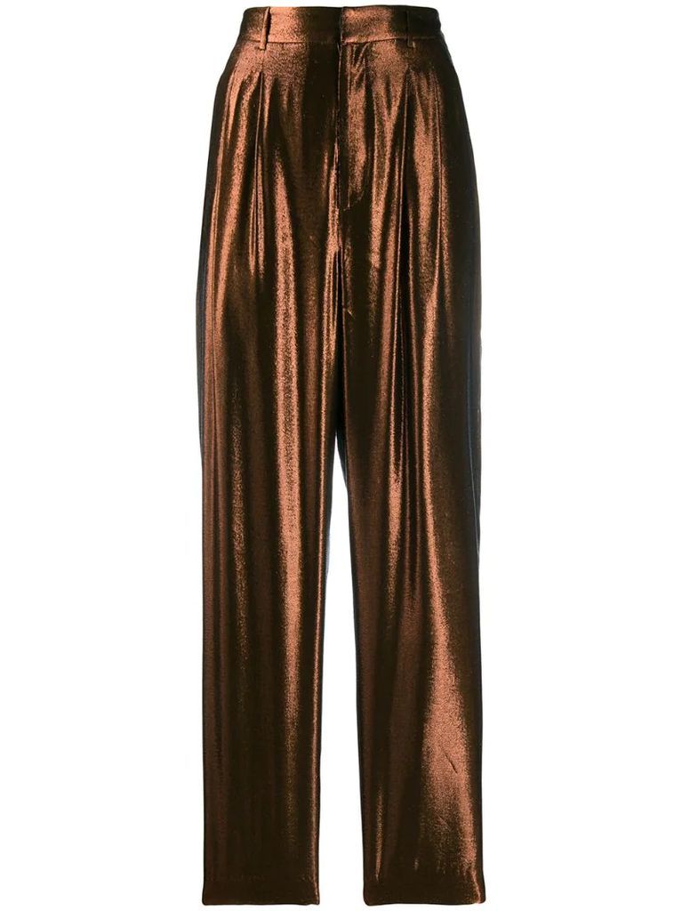 tapered metallic trousers