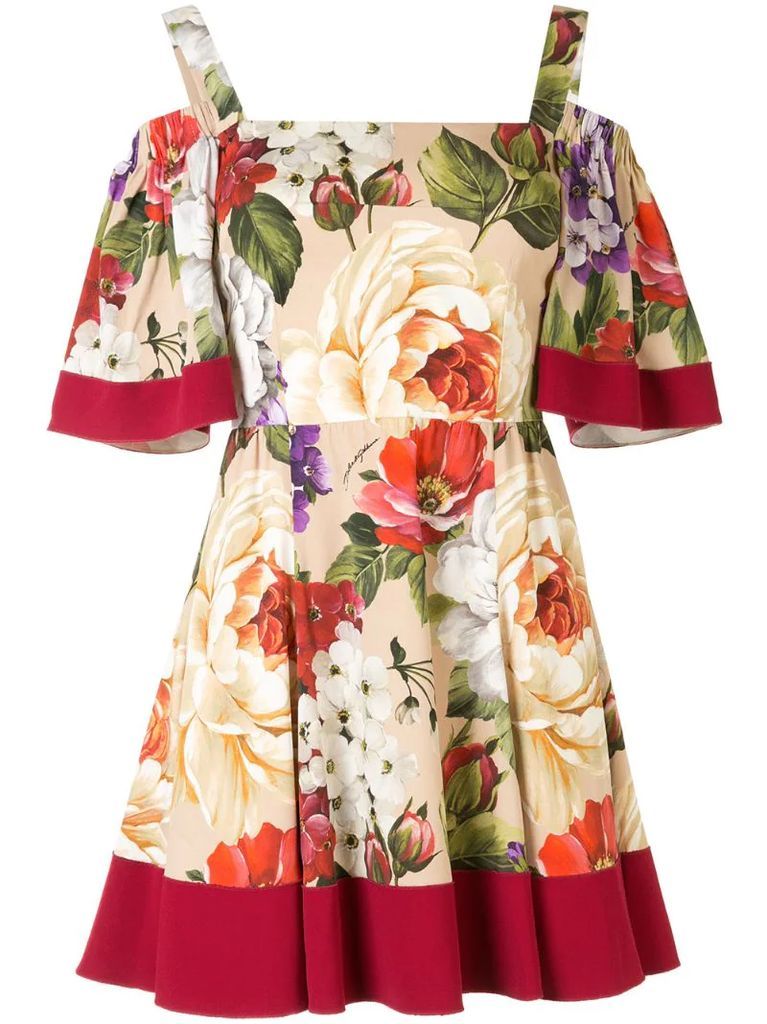 short floral print charmeuse dress