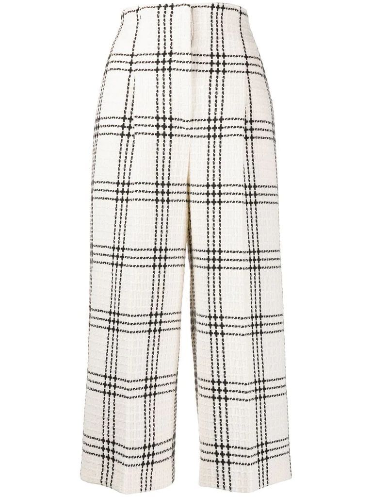 checked cropped trousers