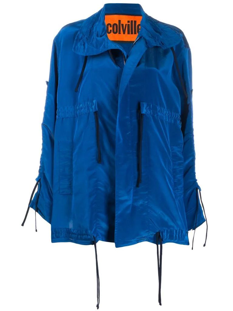 oversized drawstring rain jacket