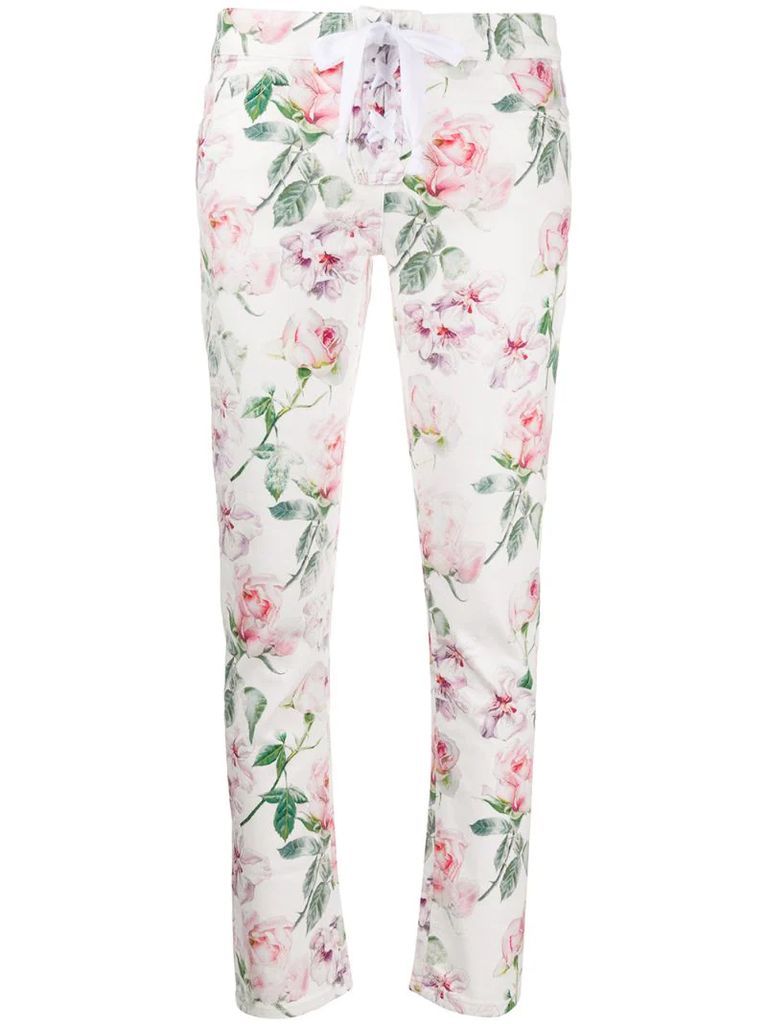 rose print skinny trousers
