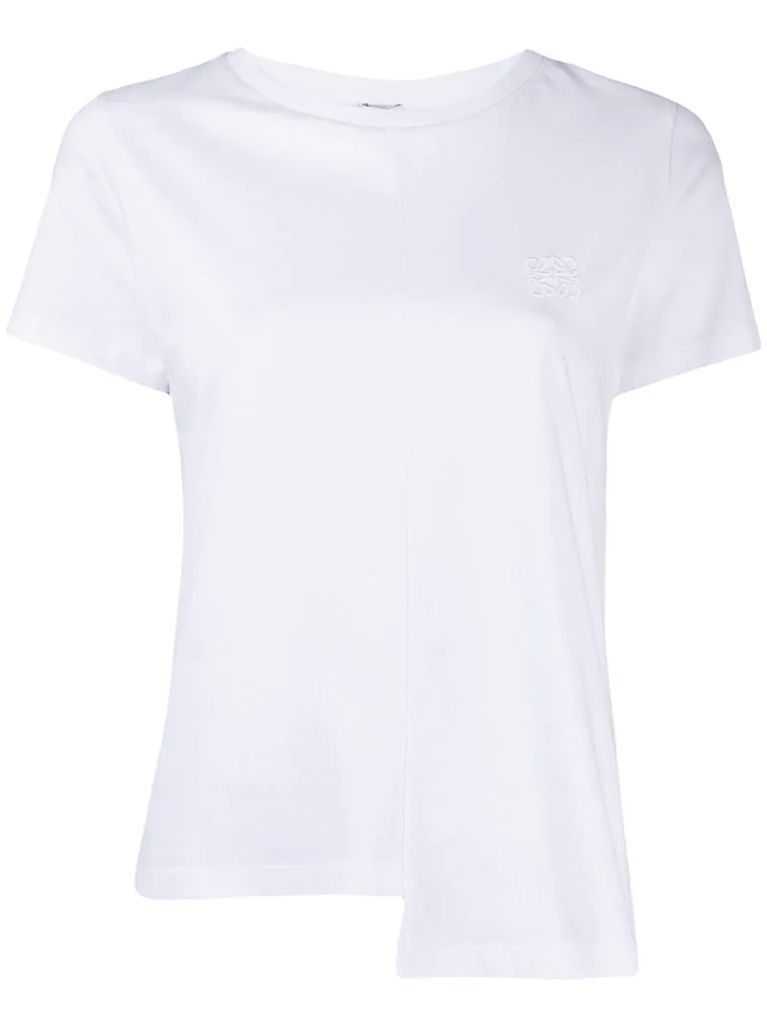 asymmetric logo-embroidered T-shirt