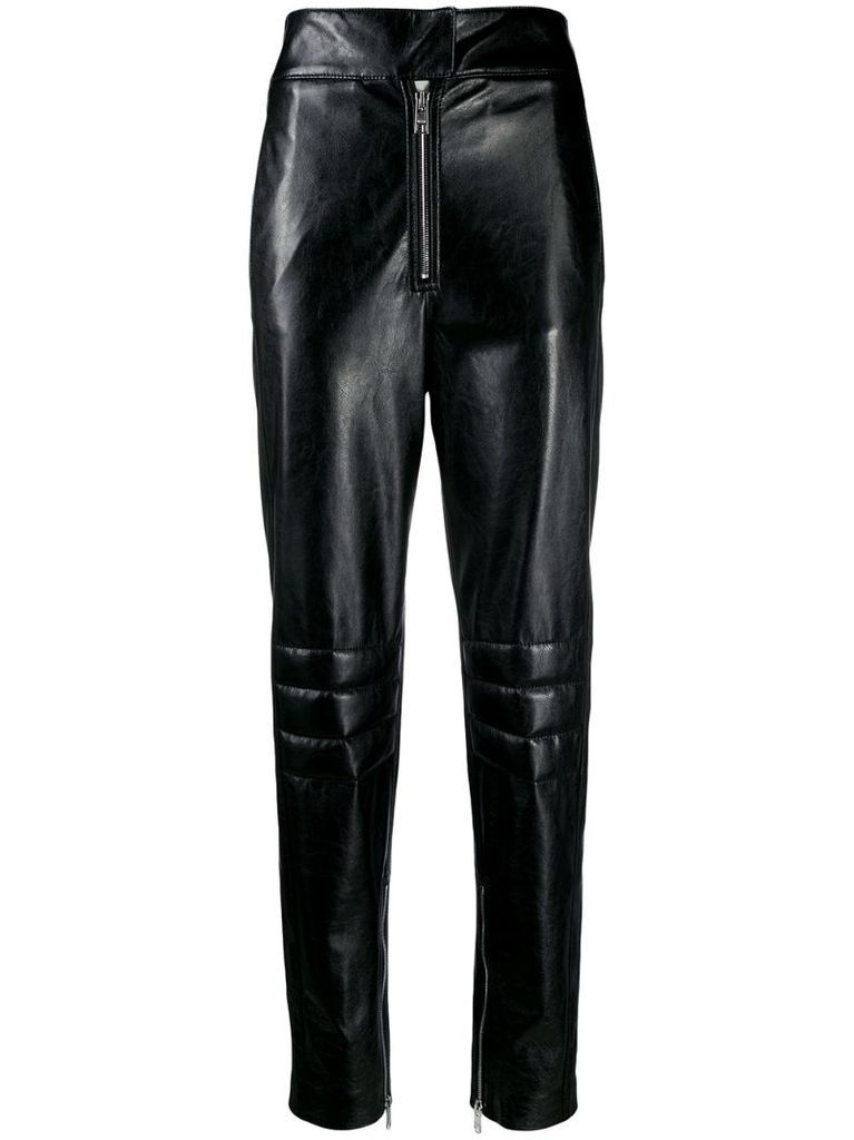 leather look trousers
