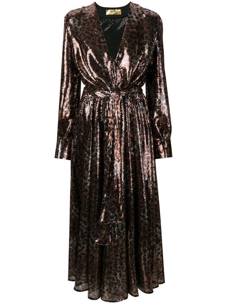 leopard-print sequinned dress