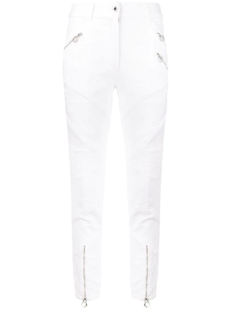 distressed high-rise skinny jeans
