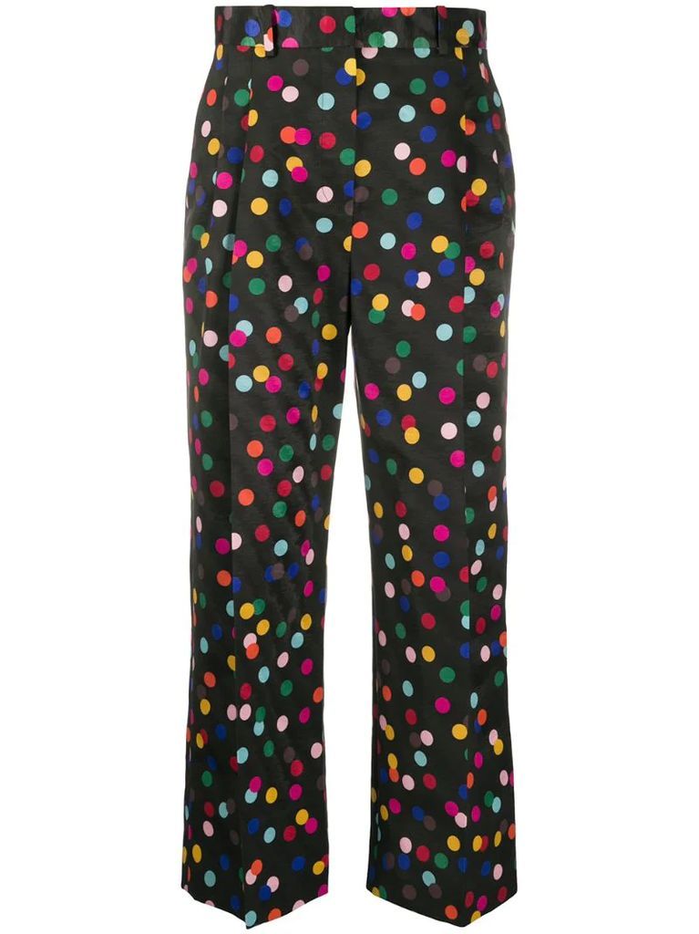 spot print cropped trousers