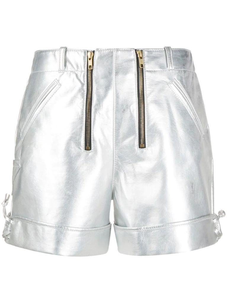 high-waisted double-zip shorts