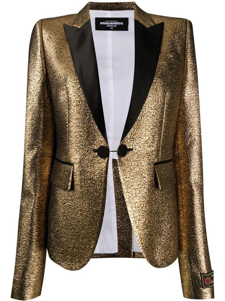 metallic button-front blazer