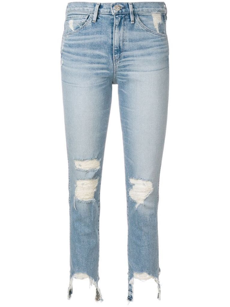 frayed trim cropped jeans
